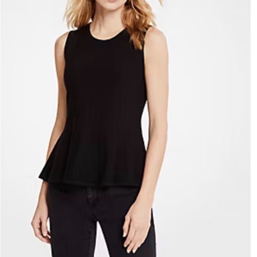 Ann Taylor Sweater Peplum Black Sleeveless Top